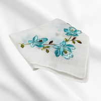 White & Blue Floral Handkerchief
