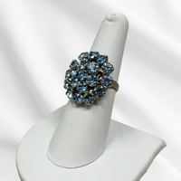 Glimmering Blue Cluster Ring
