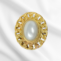 Gold Chain Pearl Brooch