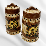 70’s Ceramic Barrel of Flowers Salt & Pepper Shakers