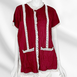 White Lace Red Shirt