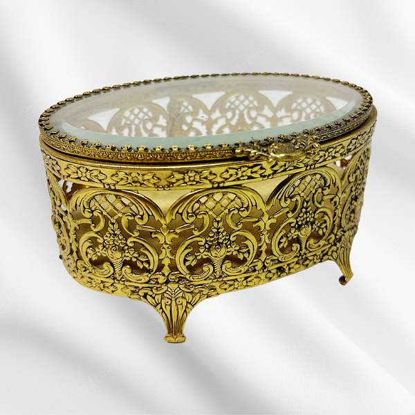 Gilded in Gold & Glass Jewelry Box