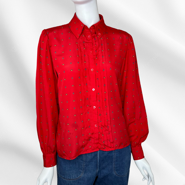 Diamond in the Red Button Up Blouse
