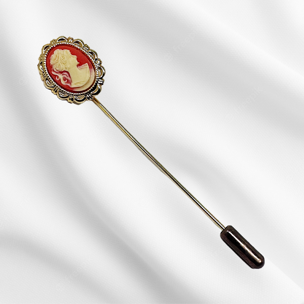 Gold & Peach Cameo Hat Pin