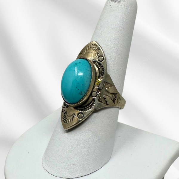 Silver & Turquoise Navajo Ring