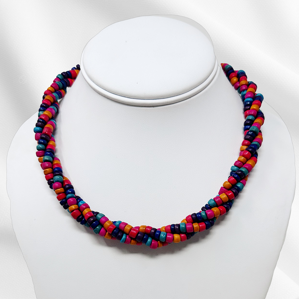 Twisted Rainbow Bead Necklace