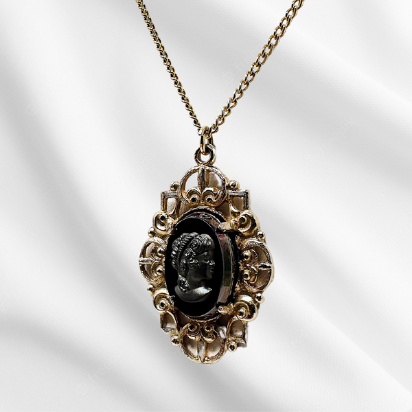 Black & Gold Cameo Necklace