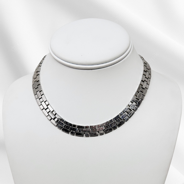 Silver Trifari Brick Chain Necklace