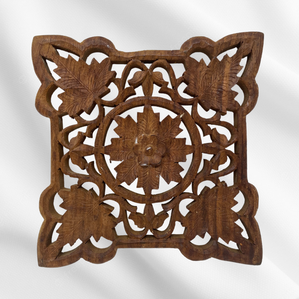 Sarna Floral Hand Carved Wood Trivet