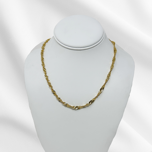 Gold-tone Sterling Silver Twist Chain Necklace