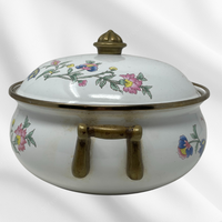 French Fleur Brass & Enamel Lidded Pan