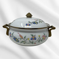 French Fleur Brass & Enamel Lidded Pan