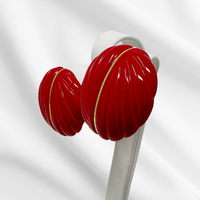 Red Swirl Button Earrings