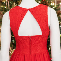 Red Homecoming Dress with Rhinestone Waist