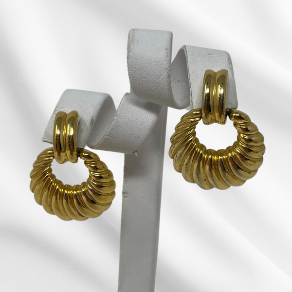 Gold Swirl Door Knocker Earrings