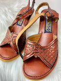 Vintage Cork Heeled Leather Sandals