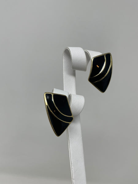 Black and Gold Trifari Earrings