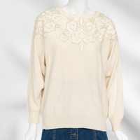 1980’s White Applique Sweater