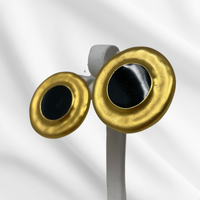 Black & Matte Gold Coin Clip-On Earrings