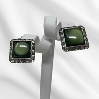 Coro Green Lucite Clip-On Earrings
