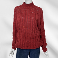 Burnt Sienna Red Cable Knit Sweater