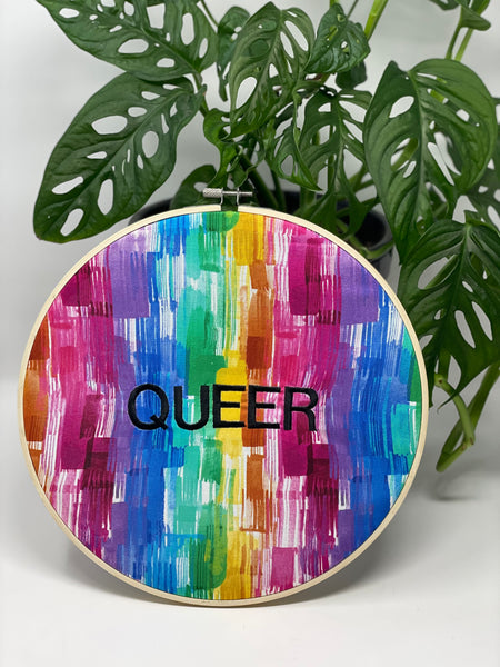 Queer 10 1/2” Embroidered Hoop