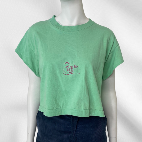 Sea Foam Swan Crop Top