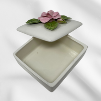 Handmade Blooming Rose Ceramic Trinket Box