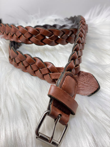 Skinny Braided Leather Belt