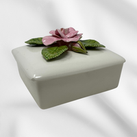 Handmade Blooming Rose Ceramic Trinket Box