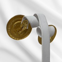 Black & Matte Gold Coin Clip-On Earrings