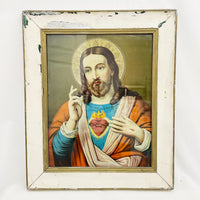 Vintage Sacred Heart of Jesus In Frame