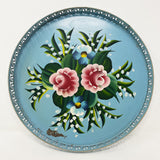 Blue Metal Floral Toleware Tray