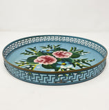 Blue Metal Floral Toleware Tray
