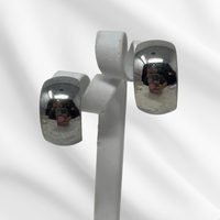 Thick Silver Clip-On Hoop Earrings