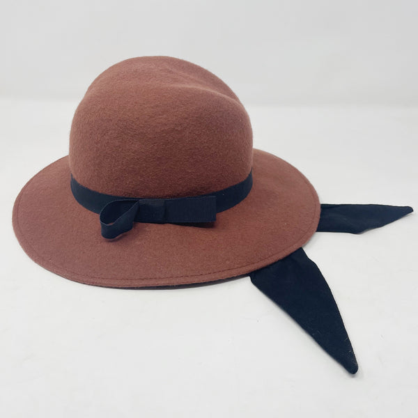 Arlin Brown Felt Hat With Scarf