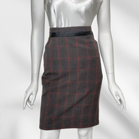 Plaid Pencil Skirt with Zippers