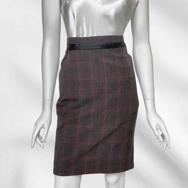 Plaid Pencil Skirt with Zippers