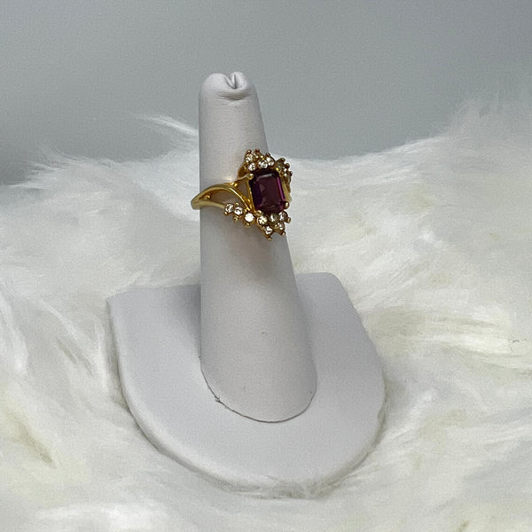 Emerald Cut Amethyst 18k Gold Plated Ring