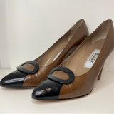 Brown & Black Pointed-Toe Heels