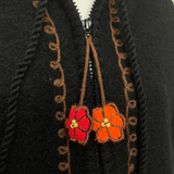 Floral Beaded Zip-up Sweater